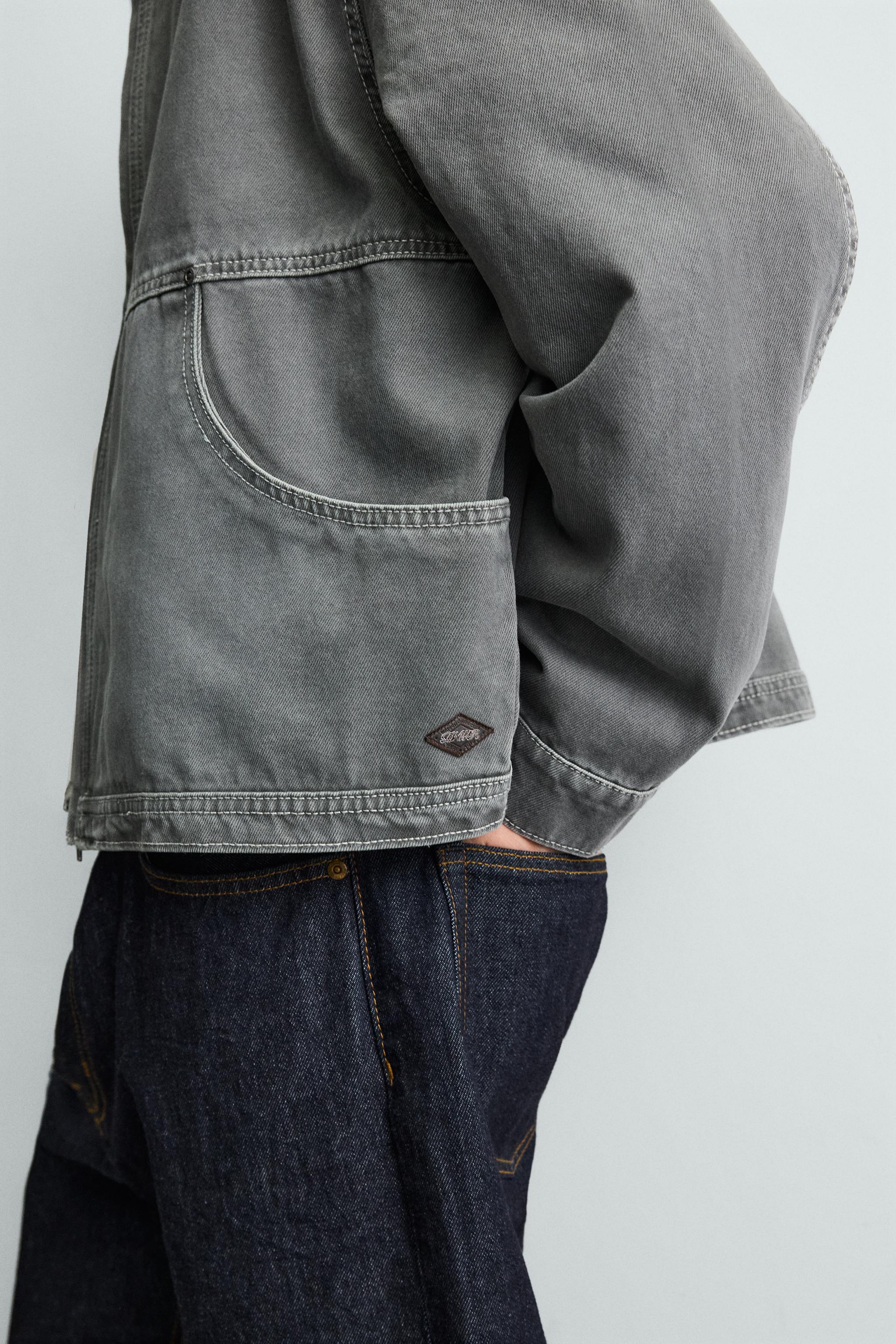CONTRAST TOPSTITCHING BOXY FIT JACKET